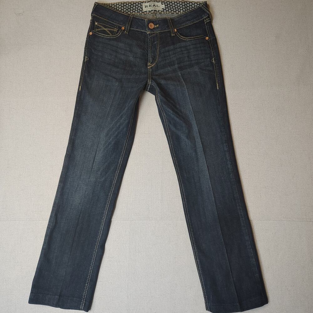 Ariat REAL Denim Jeans Womens 31R Straight Leg Dark Wash Western Cowgirl